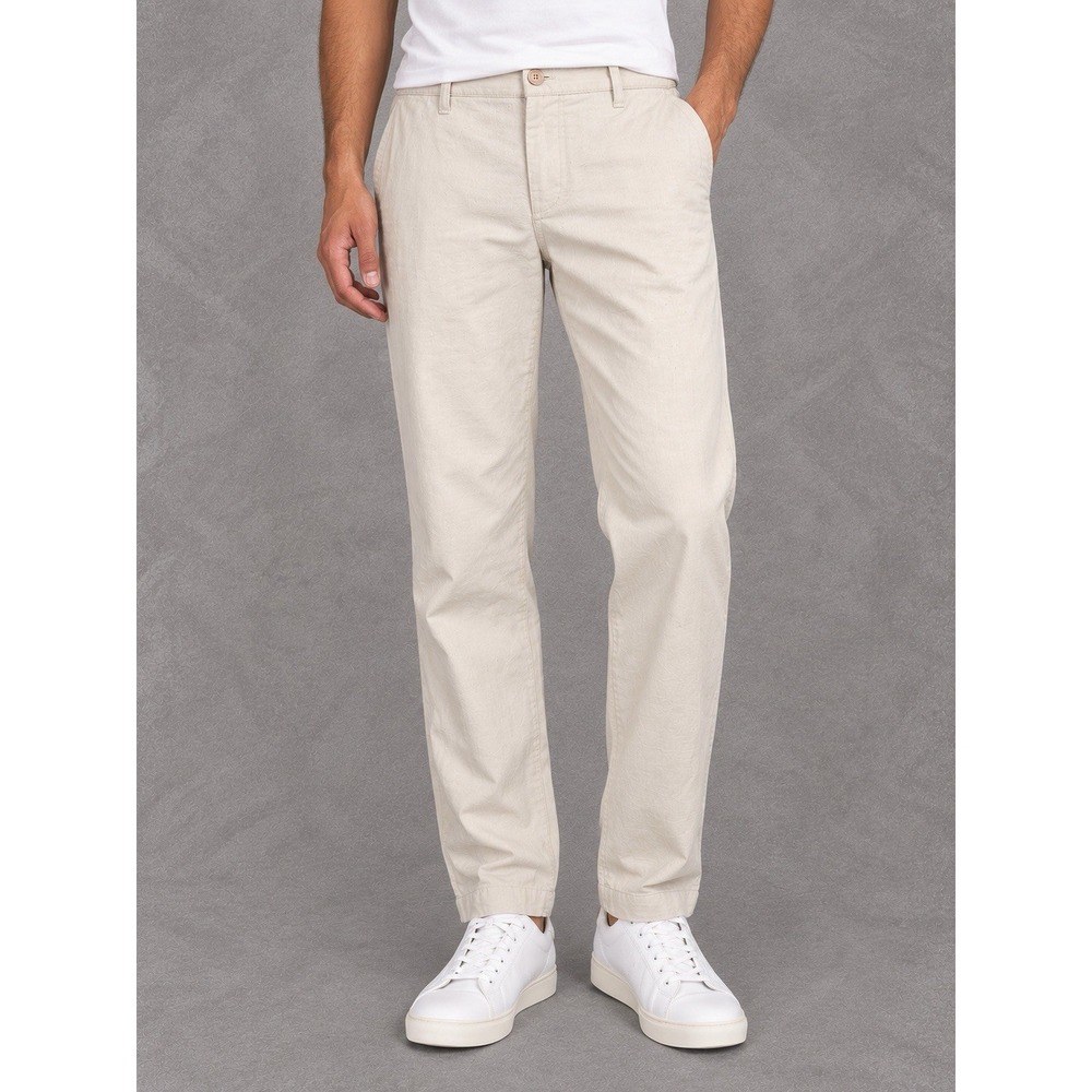 Uniqlo Linen Blend Relaxed Pants Mens 30x31 Beige Lightweight Casual Trousers